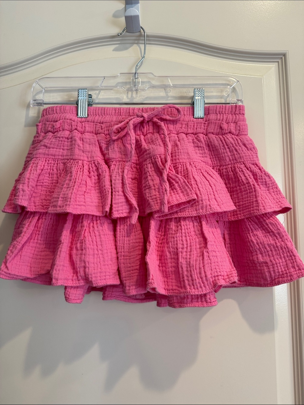 Ruffled Pink Tiered Mini Skort